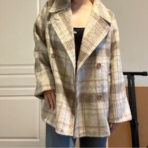 NWT Na-Kd Cream and tan wool coat